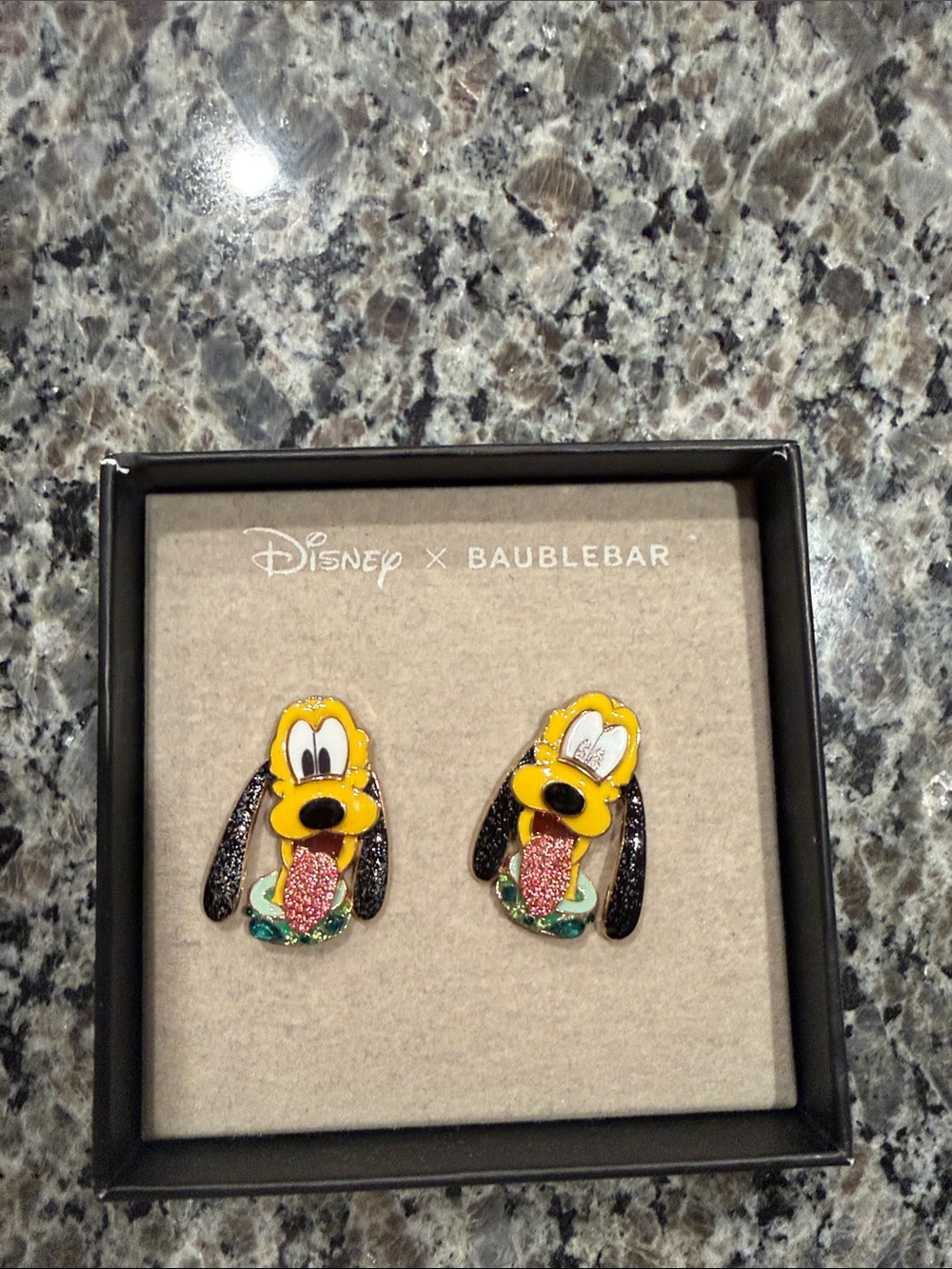 BaubleBar Yellow Pluto Enamel Glitter Stud Earrings